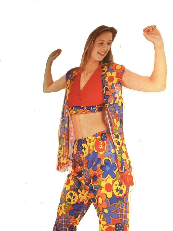 1960s Hippie Flower Power Costume Woodstock 60s 70s Fancy Dress Women RetroAdult - Image 3