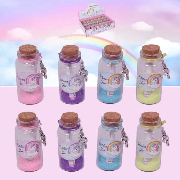 8 x Mystical Unicorn Glass Wishes Jar Sparkle Fairy Dust Magic Party Favours