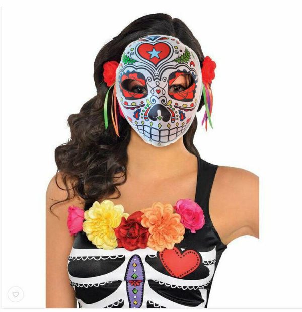 Day of the Dead Face Sugar Skull Costume Mask Senorita Halloween Mexican Latin