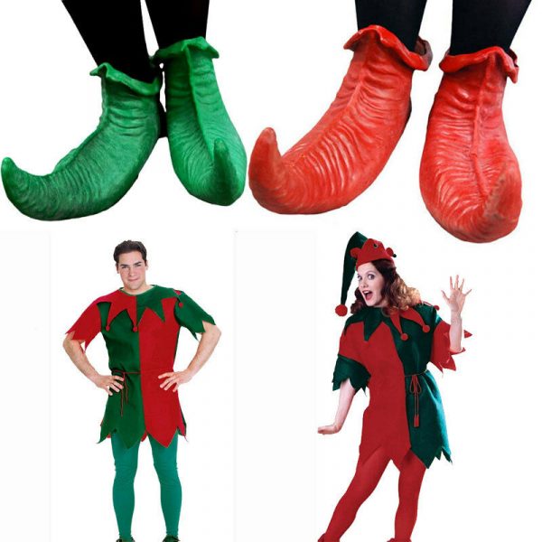 ELF Adult Pointy Shoes Green or Red Christmas Costume Elves Xmas / Fairy Party