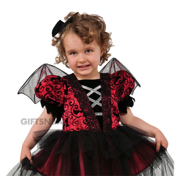 Girls Little Bat Costume Child Halloween Tutu Dress + Mini Hat + Wings Toddler - Image 3