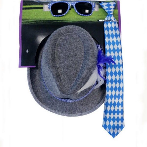 Oktoberfest Bavarian Costume Accessory Kit, Men's Hat Tie Glasses - Image 3