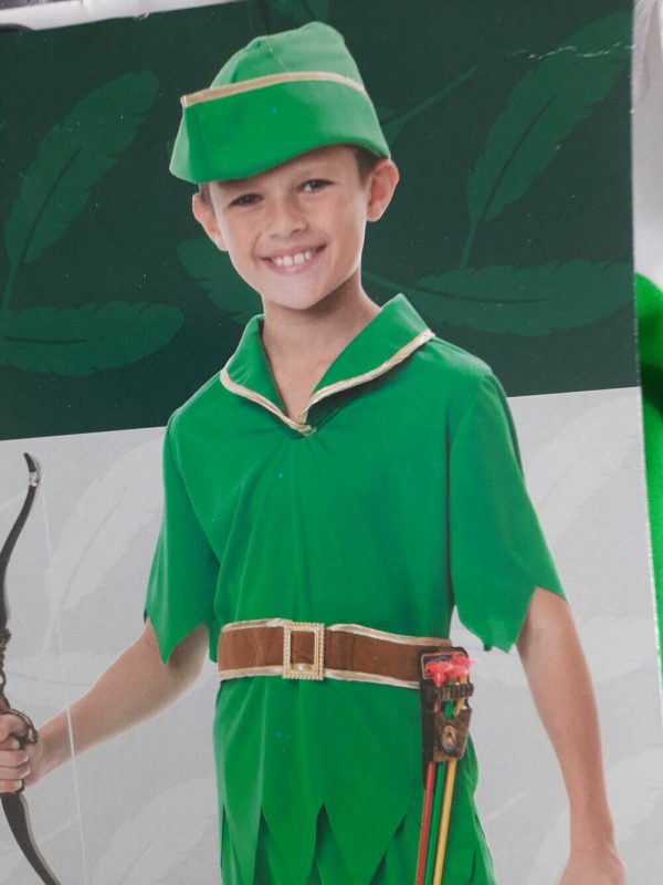 Peter Pan Robin Hood Costume Boys English Folk Elf Book Week Hunter Bow Arrows - Image 4