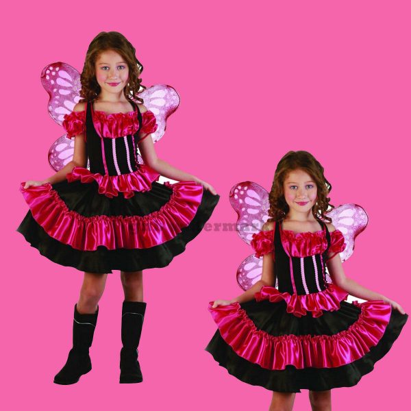 Pink & Black Butterfly Costume with Wings Child Fairy Girls Fancy Dress S:M (8) - Image 4