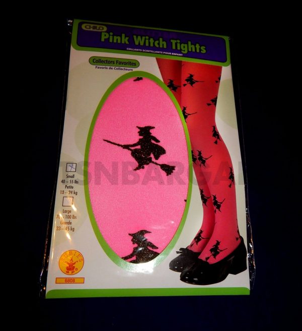 Pink Glitter Witch Halloween Tights Child Kids Girls Costume Accessory Small 4-6 - Image 3