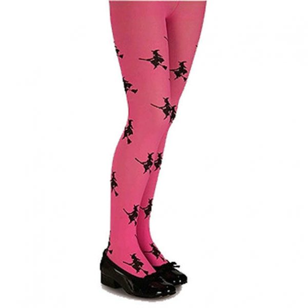 Pink Glitter Witch Halloween Tights Child Kids Girls Costume Accessory Small 4-6 - Image 5