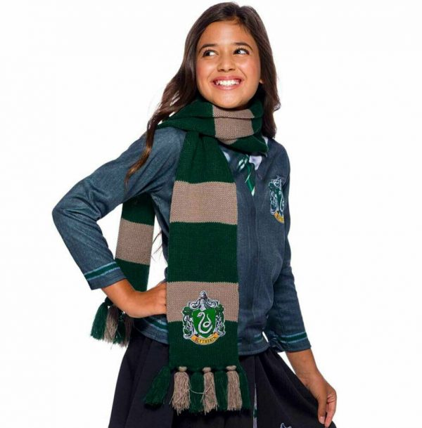 SLYTHERIN DELUXE KNITTED FRINGE SCARF LICENSED HARRY POTTER HOGWARTS EMBROIDERED - Image 3