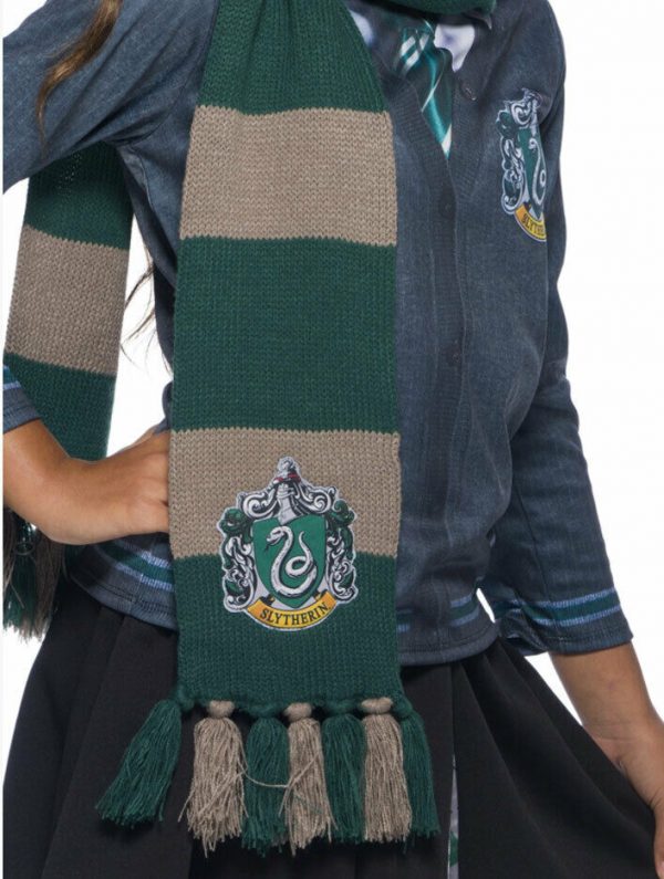 SLYTHERIN DELUXE KNITTED FRINGE SCARF LICENSED HARRY POTTER HOGWARTS EMBROIDERED - Image 4