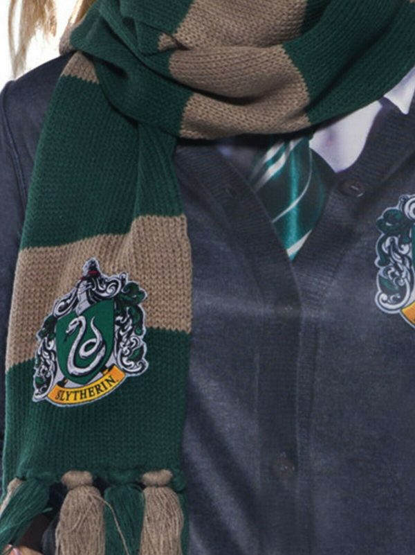 SLYTHERIN DELUXE KNITTED FRINGE SCARF LICENSED HARRY POTTER HOGWARTS EMBROIDERED - Image 5