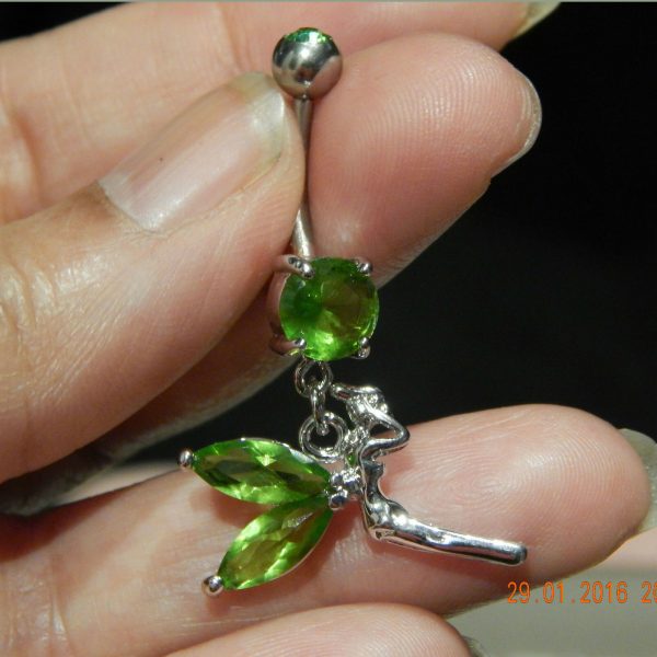 Tinker Bell Green belly button navel piercing body ring fairy jewellery gift - Image 3