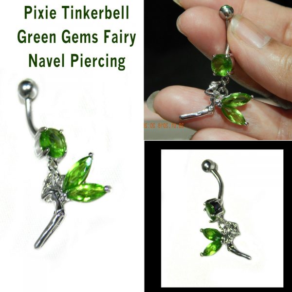 Tinker Bell Green belly button navel piercing body ring fairy jewellery gift