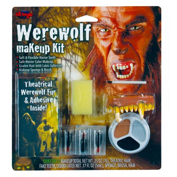 WEREWOLF Wolverine Costume Make-up Accessory Kit +Theatrical Fur Halloween FX