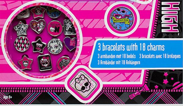 3 Monster High Bracelets 18 Charms Girl Jewellery Gift Boxed Birthday Mattel - Image 4