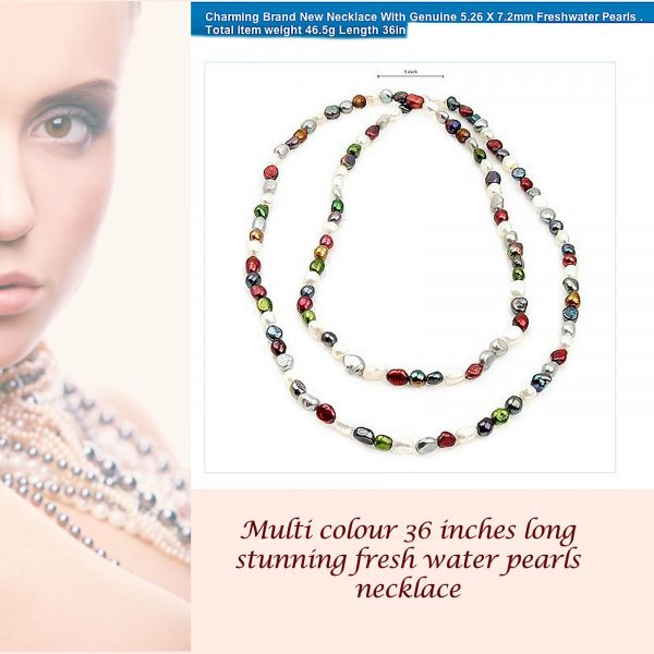 36"  Double Strand Fresh Water Pearl Necklace Mothers Day Women Gift Jewellery