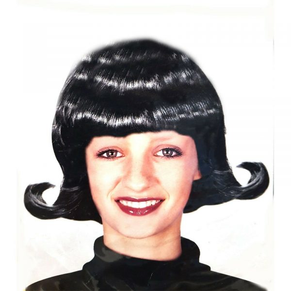 50s 60s Black Flip out Wig Adult Womens Costume Hair Accessory Jackie-O Ladies