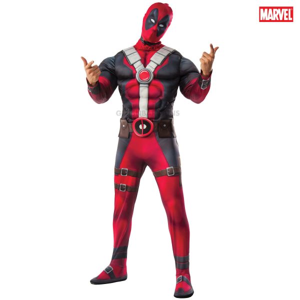 Adult Deadpool Dlx Muscle Costume X-men Marvel Hero + Weapon Kit Halloween STD - Image 5