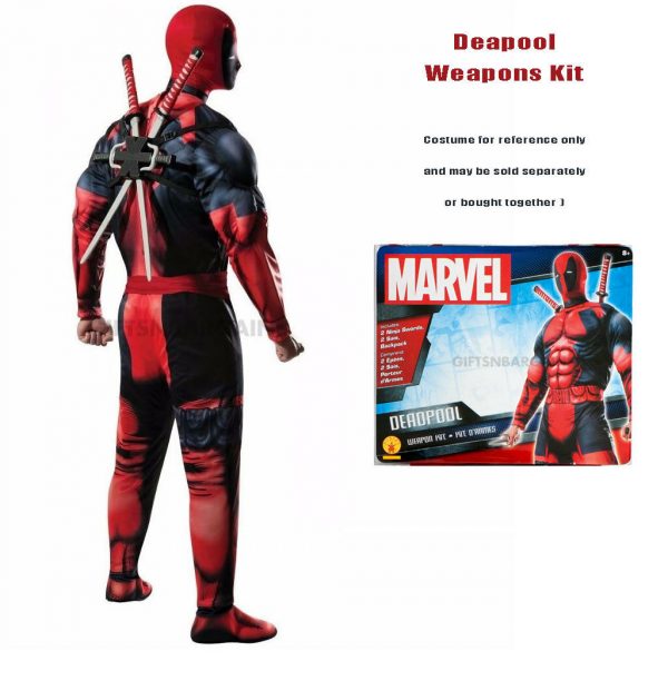 Adult Deadpool Dlx Muscle Costume X-men Marvel Hero + Weapon Kit Halloween STD - Image 7