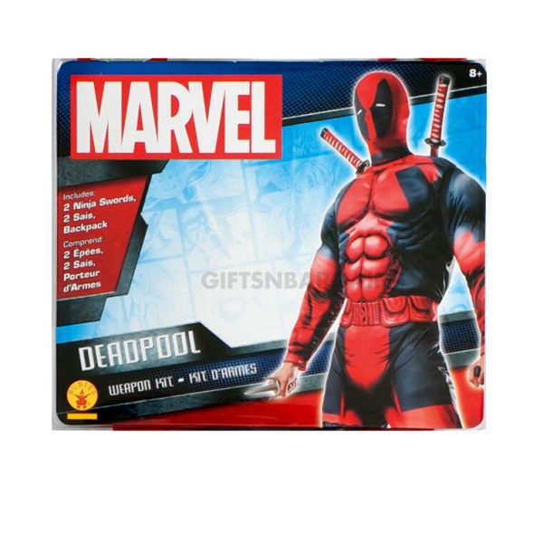 Adult Deadpool Dlx Muscle Costume X-men Marvel Hero + Weapon Kit Halloween STD - Image 8