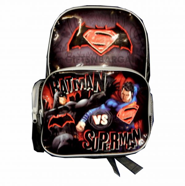 Batman vs Superman Backpack Kids Boys School Library Lunch Bag Travel Luggage - Image 5