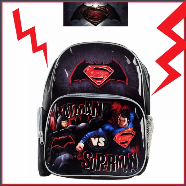 Batman vs Superman Backpack Kids Boys School Library Lunch Bag Travel Luggage