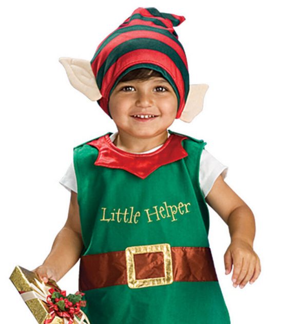 Child Elf Costume Green Red Christmas Santa 1-2y w Hat Boy Girl Baby Toddler - Image 4