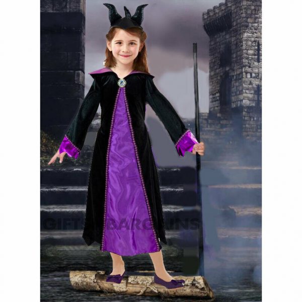 Disney Maleficent Costume Girl Deluxe Sleeping Beauty Halloween Evil Fairy Witch