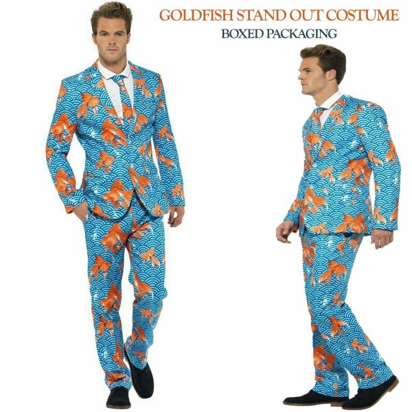 Goldfish Mens Stand Out Suit  Costume Stag Party Funny Fancy Fish Formal 3pc S:L