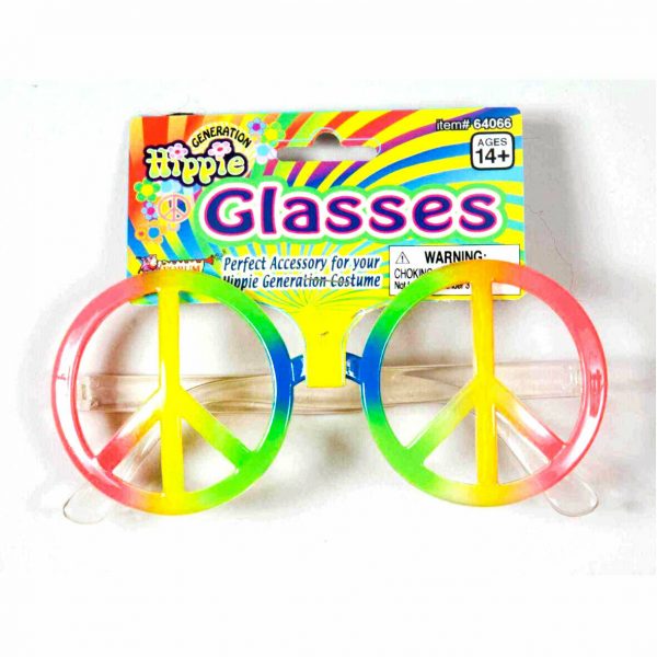 Hippie Peace Sign Glasses Retro Wood Stock Costume Accessory Adult Rainbow Round - Image 4