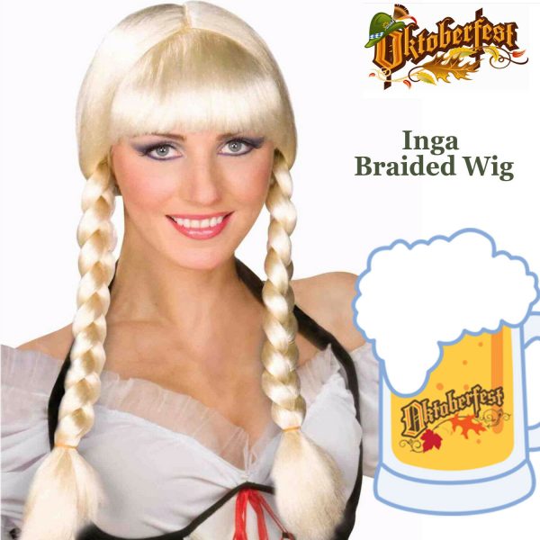 Inga Wig Adult Blonde Bavarian Fest Swedish Braid Pigtail Oktoberfest Fraulein - Image 3