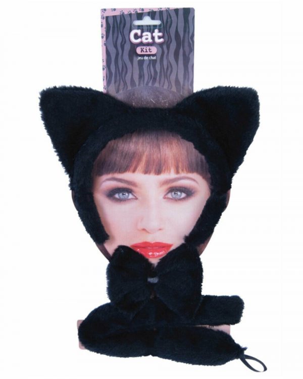 Instant Black Cat Kit Halloween Book Week Costume Ears Bow Tie Tail Fancy Dres