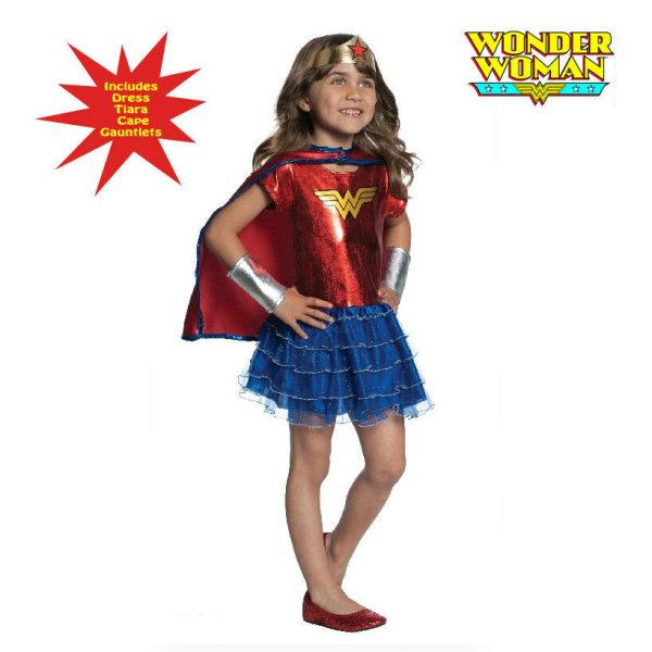 LICENSED WONDER WOMAN  COSTUME SUPER HERO GIRLS CHILD FANCY DRESS HALLOWEEN 4-6