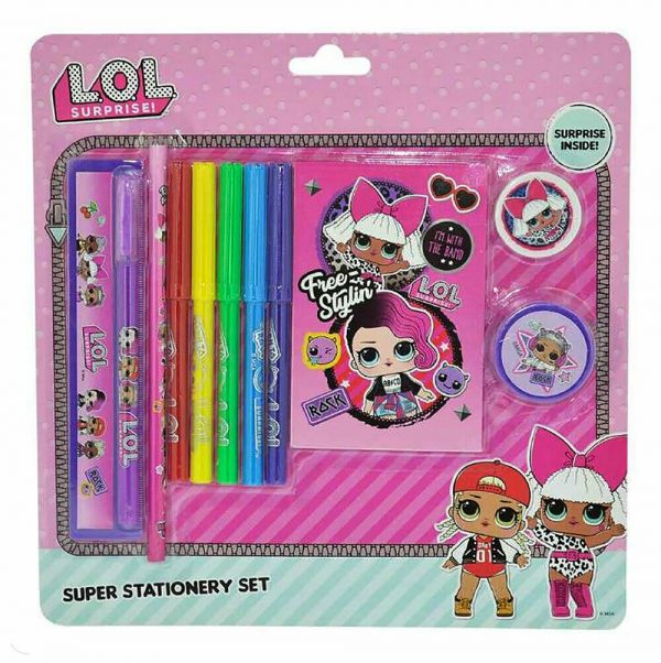 LOL Surprise Super Stationery Set L.O.L.Gel Pen Markers Ruler Eraser Stickers ++