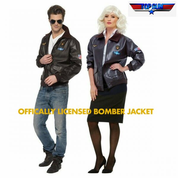 Mens Top Gun Bomber Jacket Air Force Costume Military Fighter Pilot Free Glasses - Image 11