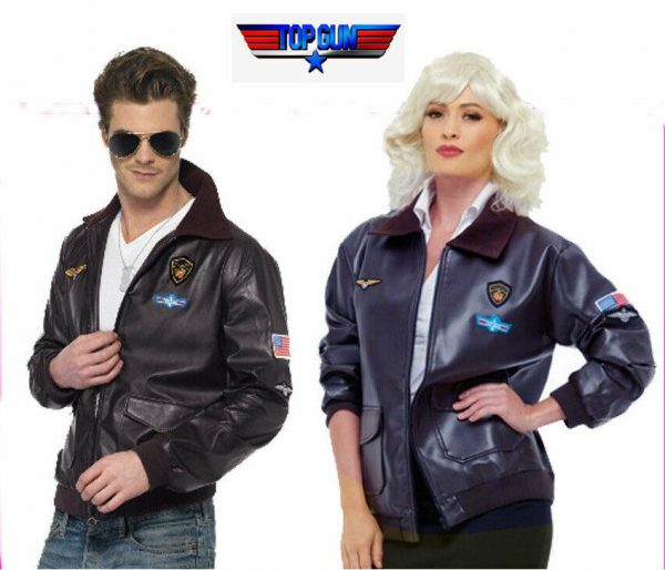 Mens Top Gun Bomber Jacket Air Force Costume Military Fighter Pilot Free Glasses - Image 4