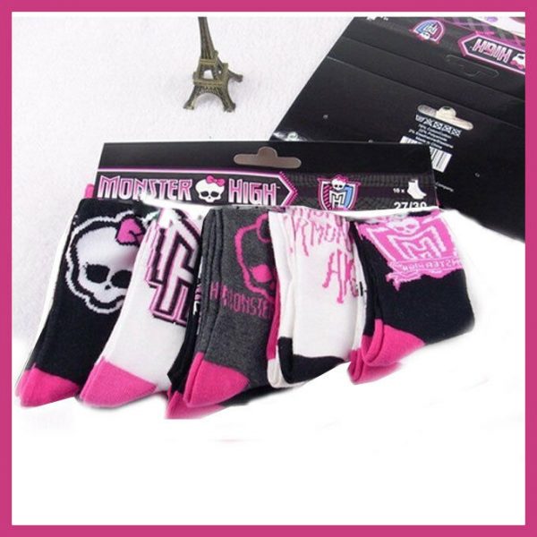 Monster High Child Kids Girls Cotton Socks Gift 4-8 y Pink Black White Assorted - Image 3