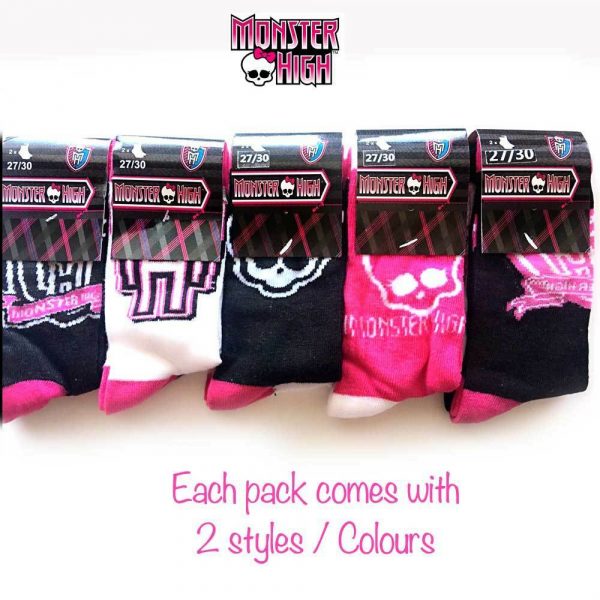 Monster High Child Kids Girls Cotton Socks Gift 4-8 y Pink Black White Assorted - Image 4