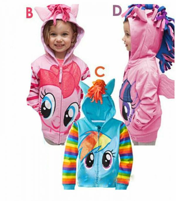 My Little Pony Girl Hoodie Jacket Top Rainbow Dash Pinkiepie Twilight Child Wing - Image 3