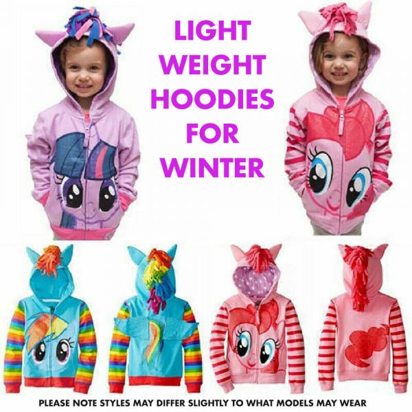 My Little Pony Girl Hoodie Jacket Top Rainbow Dash Pinkiepie Twilight Child Wing