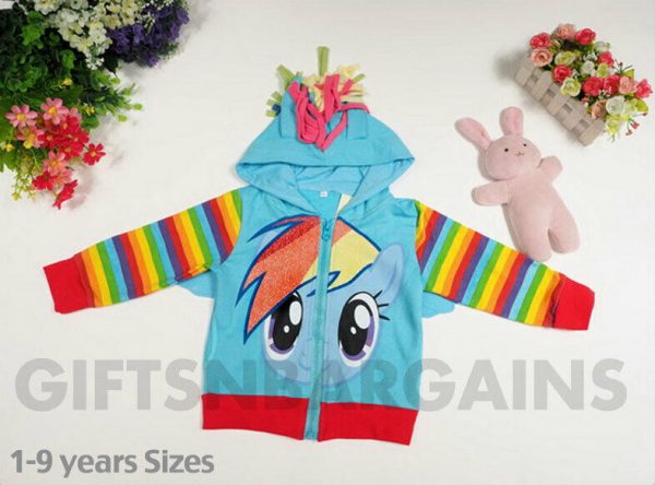 My Little Pony Girl Hoodie Jacket Top Rainbow Dash Pinkiepie Twilight Child Wing - Image 8