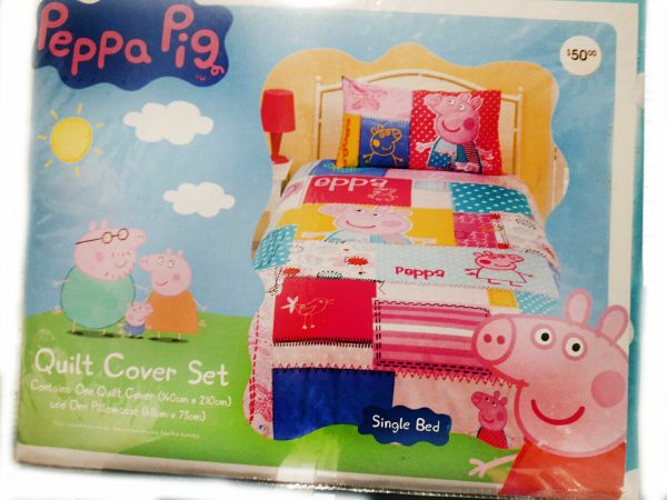 PEPPA PIG KIDS SINGLE DOONA DUVET QUILT COVER SET 140 CM X 210 CM + PILLOWCOVER