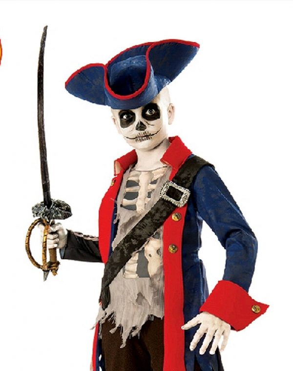 Pirate Captain Bones Child Skeleton Costume Boy Kids Halloween 8-10 y Ghost Ship - Image 3