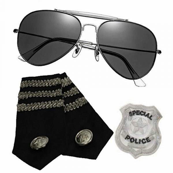 Police Costume Kit Hat, Glasses, Epaulets & Badge Costume Men Adult Officer Cop - Image 5