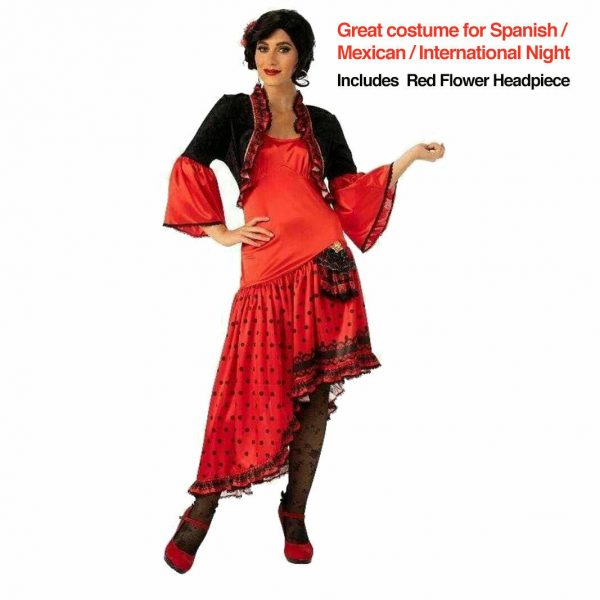 Spanish Dancer Women Adult Costume Flamenco Latin Fancy Dress Mexican Rumba Tcha - Image 3