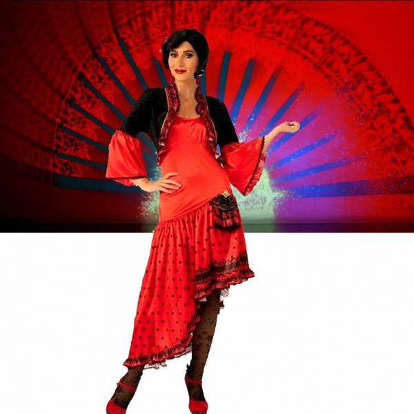 Spanish Dancer Women Adult Costume Flamenco Latin Fancy Dress Mexican Rumba Tcha