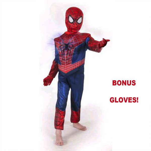 Spider-Man Costume Light Up Deluxe Child Muscle Boys Halloween 6+ Free Gloves - Image 3