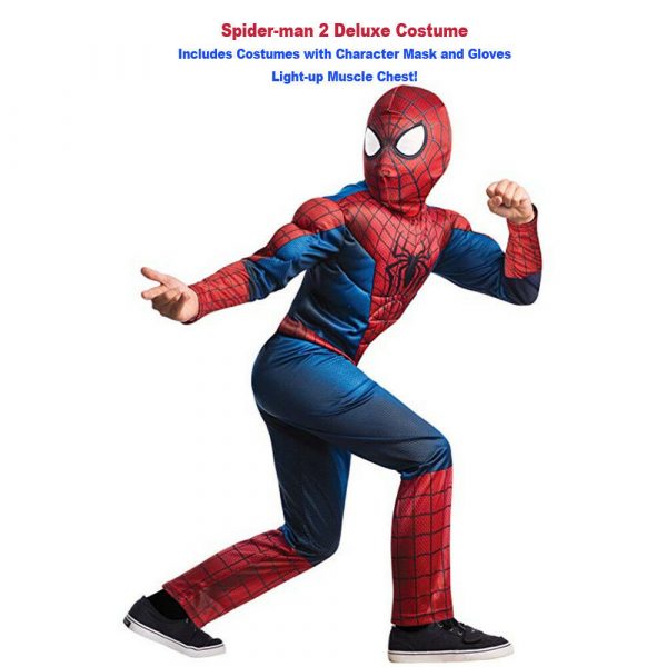 Spider-Man Costume Light Up Deluxe Child Muscle Boys Halloween 6+ Free Gloves - Image 4