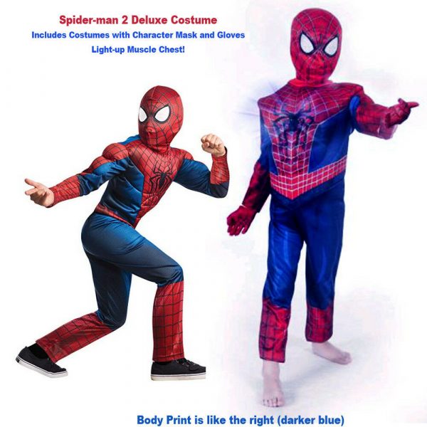 Spider-Man Costume Light Up Deluxe Child Muscle Boys Halloween 6+ Free Gloves