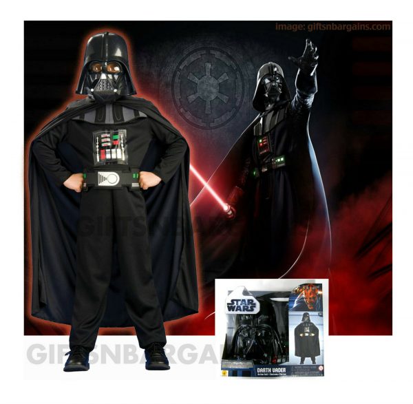 Star Wars Darth Vader Costume Halloween Mask Cape Belt S:Small (4-6) Action Suit - Image 3