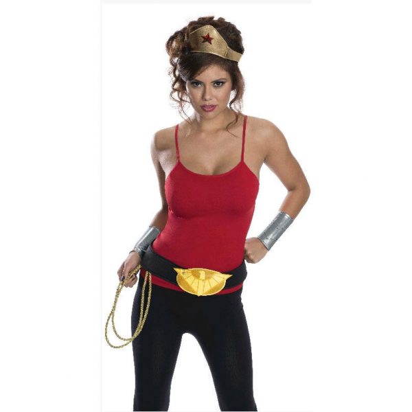 Wonder Woman Costume Accessory Kit Superhero Women Tiara Belt Lasso Gloves Adult - Image 3