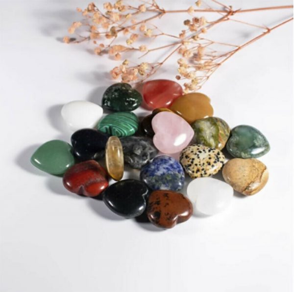 28-30mm Natural Gemstone Tumbled Crystal Puffy Heart Stones Chakra Healing 1 Pc - Image 3